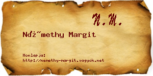 Némethy Margit névjegykártya